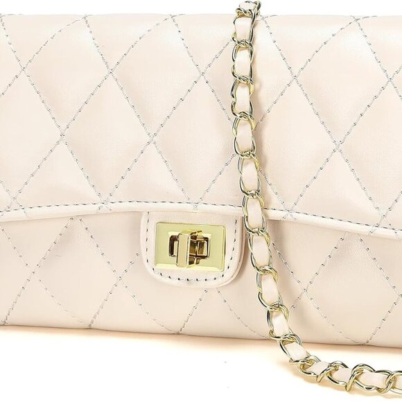 Small Quilted Crossbody Bag Vegan Leather Compact Organizer Women - Picture 1 of 6